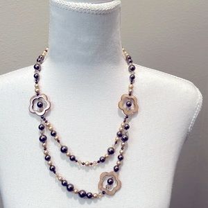 Handmade unique pearl and crystal beaded necklace